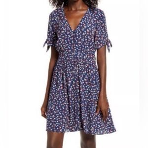 EUC Madewell Tie-Sleeve Button-Front Floral Dress
